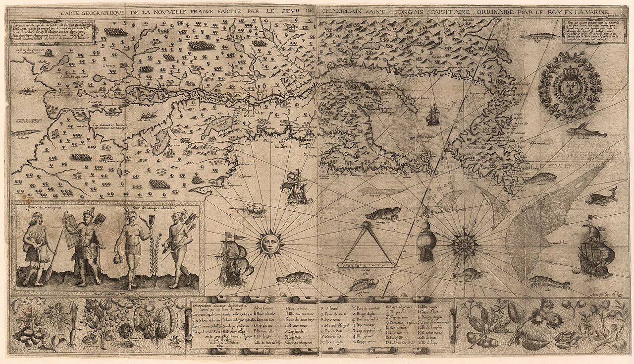 Carte géographique de la Nouvelle-France dressée par Samuel de Champlain en 1612