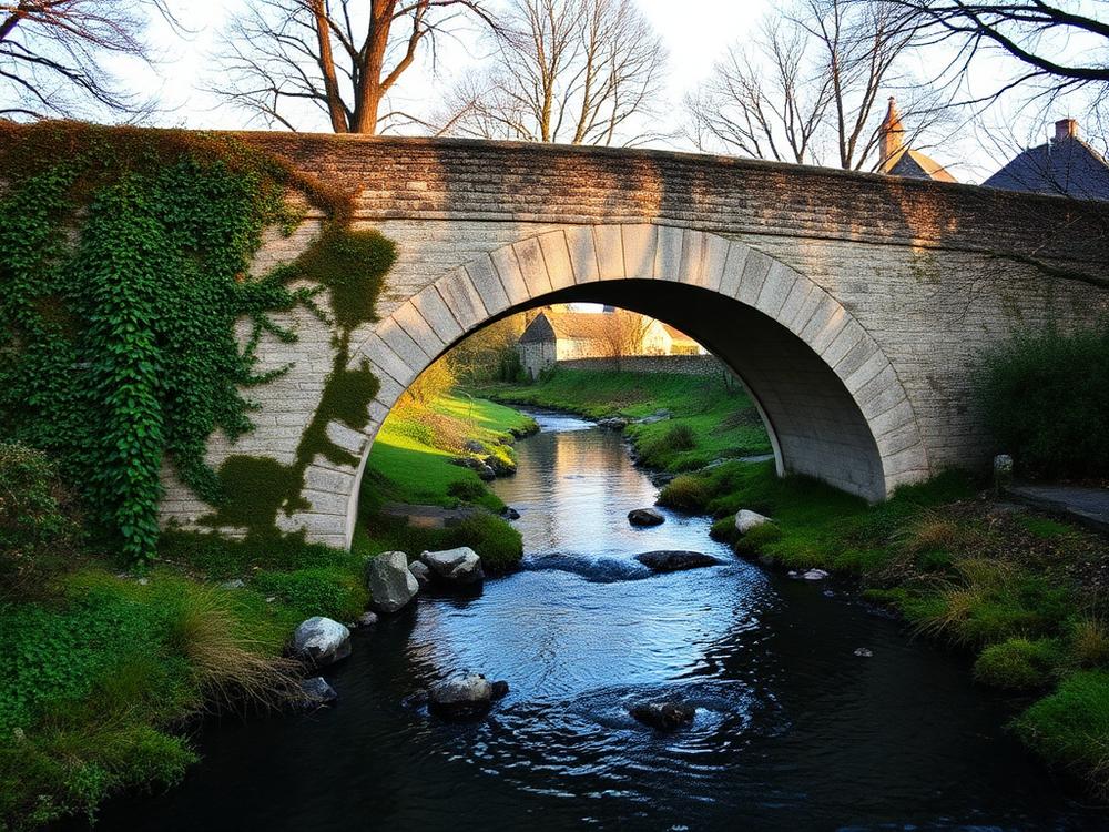 Vieux pont couvert de mousse